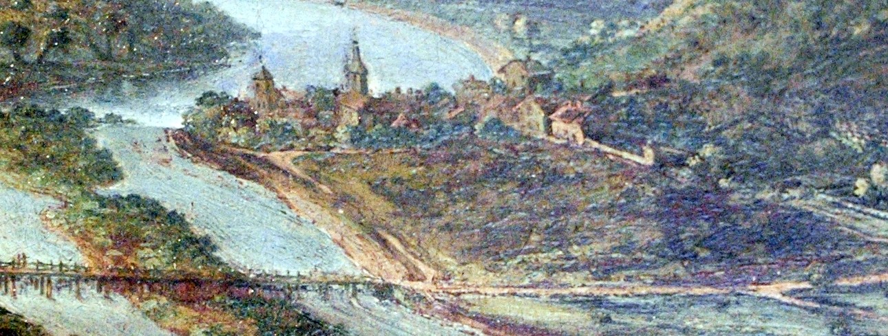 Le village de Pompey et le chemin le reliant au pont en 1725