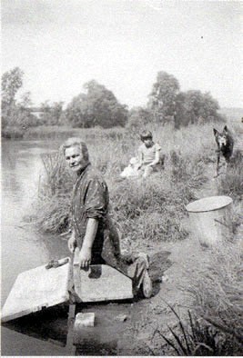 Lavandière sur le bord de la Moselle.