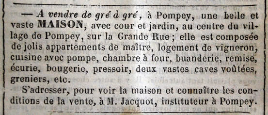 Vente d'une maison à Pompey