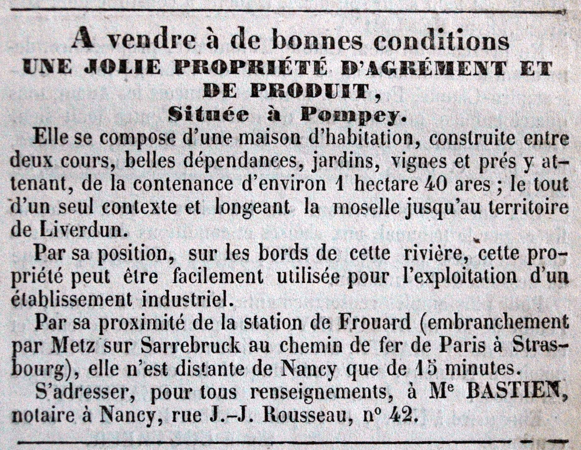 vente d'une jolie propriété d'agrément et de produit