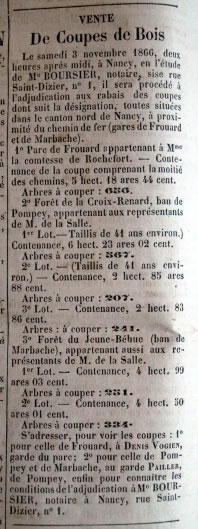 Vente de coupes de bois