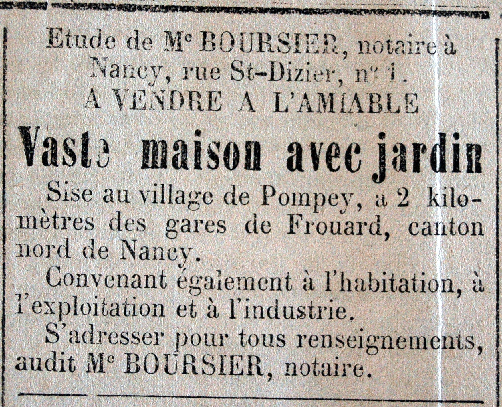 vente d'une maison à Pompey