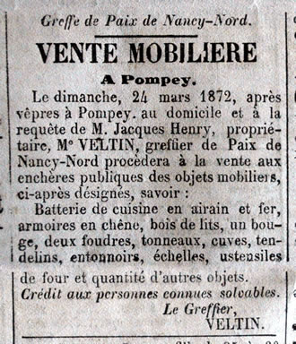 vente mobilière à Pompey