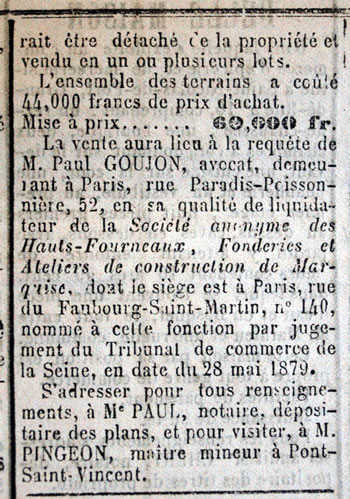 vente de la mine de fer, concession de Sainte-Barbe