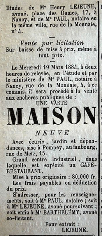 Vente d'une vaste maison neuve à Pompey