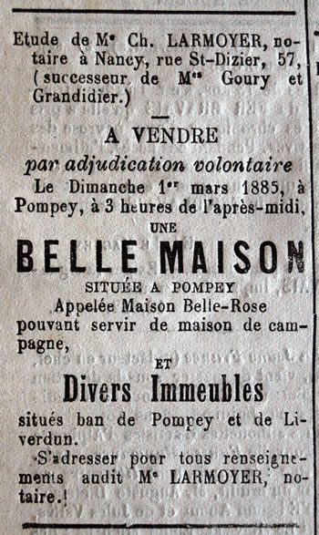 annonce de la vente d'une belle maison à Pompey