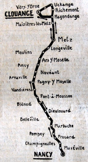 Trajet de la course cycliste de Clouange-Nancy-Clouange