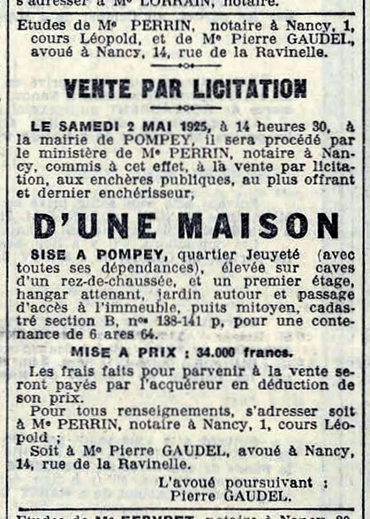 vente d'une maison à Pompey