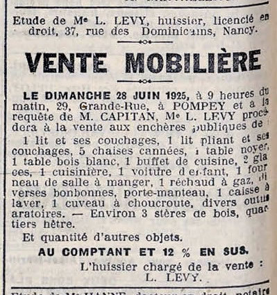 vente mobilière à Pompey