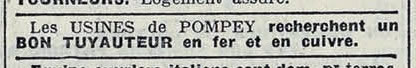 offre d'emploi à l'usine de Pompey